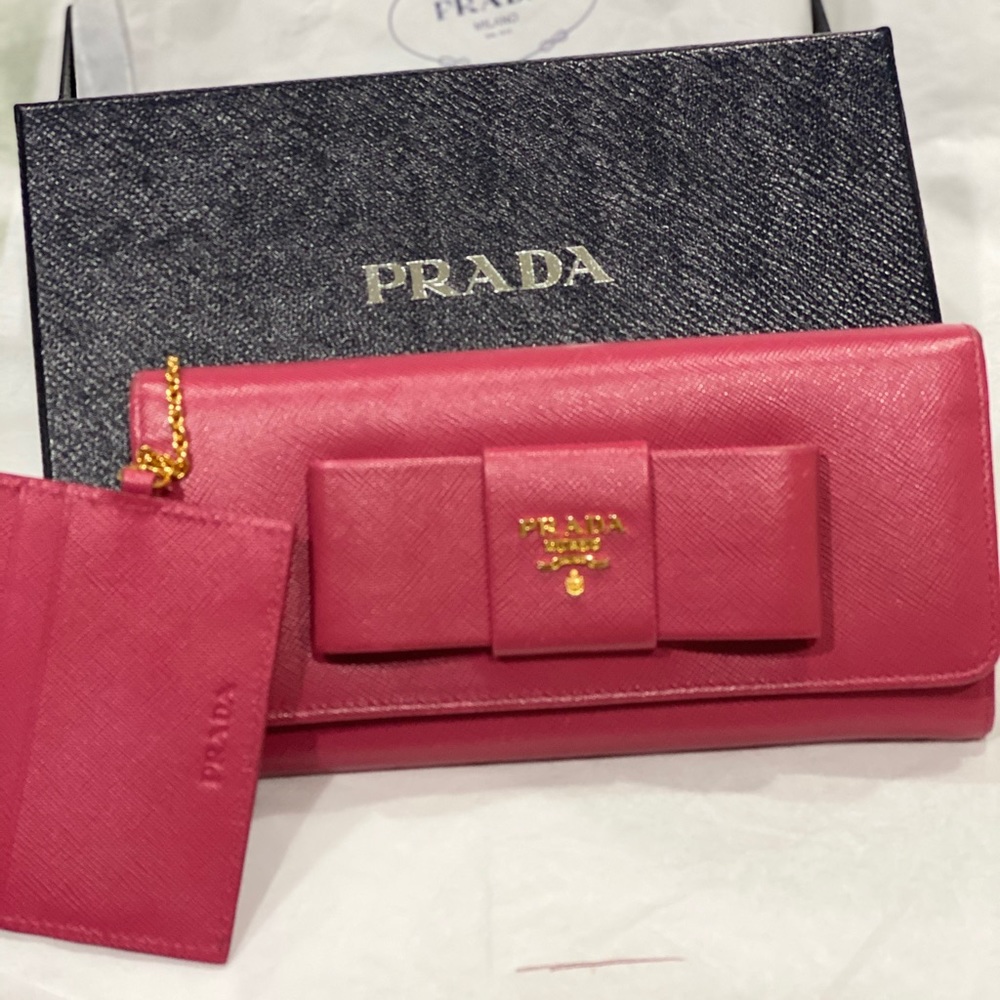 Prada Saffiano Fiocco Blow Leather Wallet